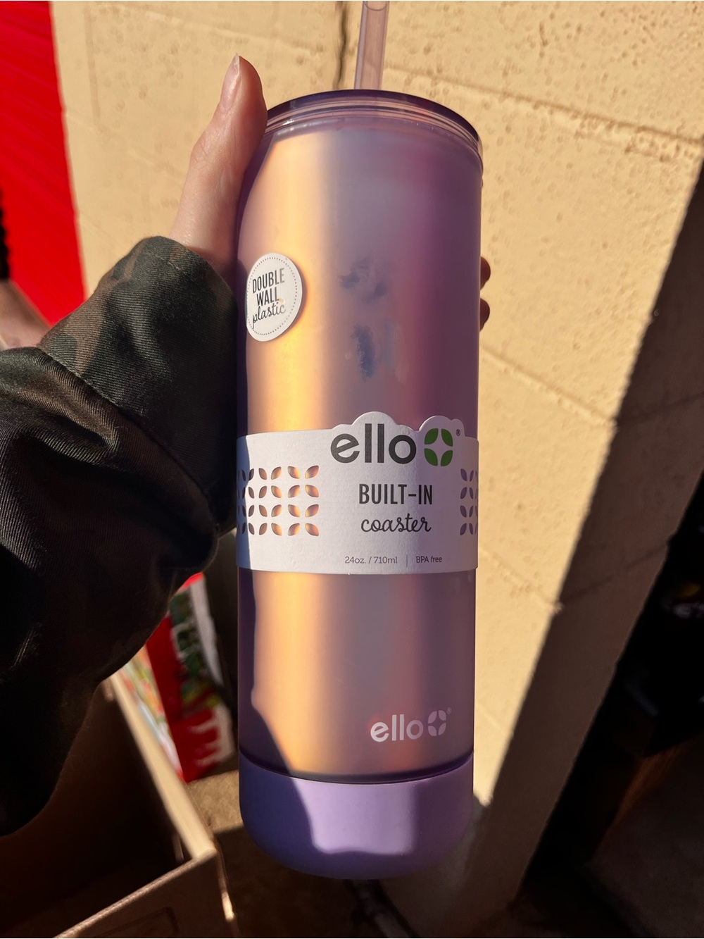 ello Purple Iridescent Built-In Coaster Tumbler